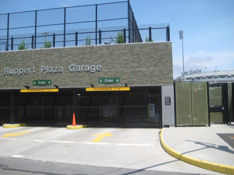 One of several underused Yankee Stadium parking garages built with $237 million in tax-free bonds issued by a New York City development agency. 